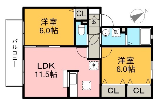 ウエスト孕 203号室 間取り