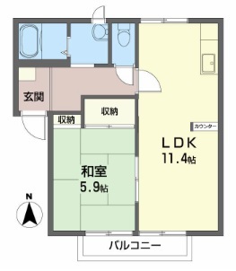 ファミール一柳　Ａ棟 102号室 間取り