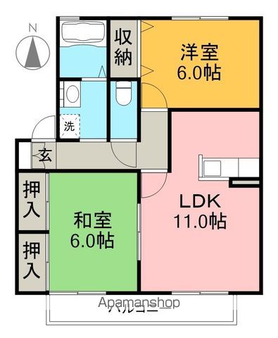 セジュール楠の木 102号室 間取り