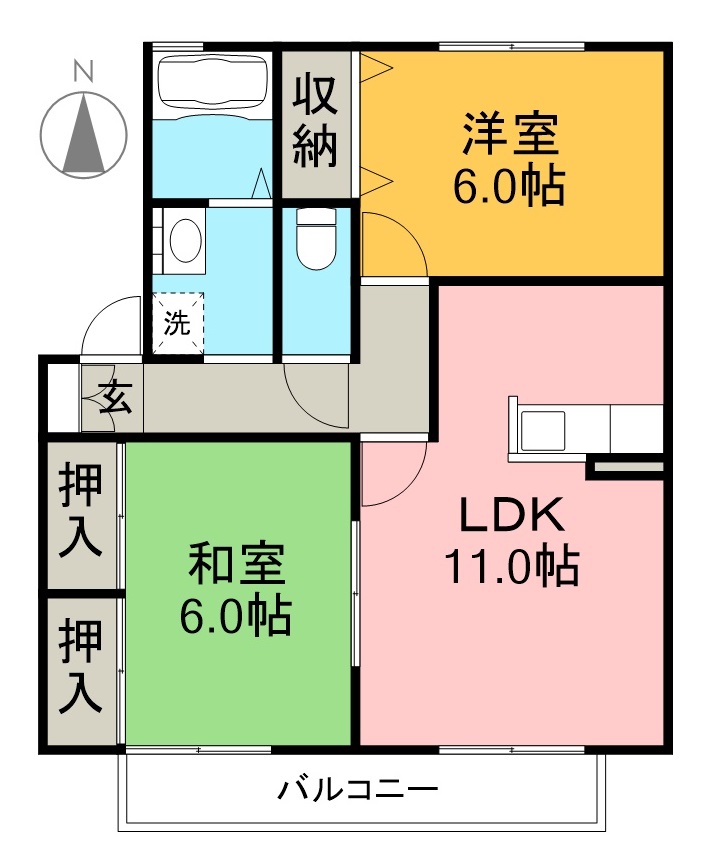 セジュール楠の木 102号室 間取り