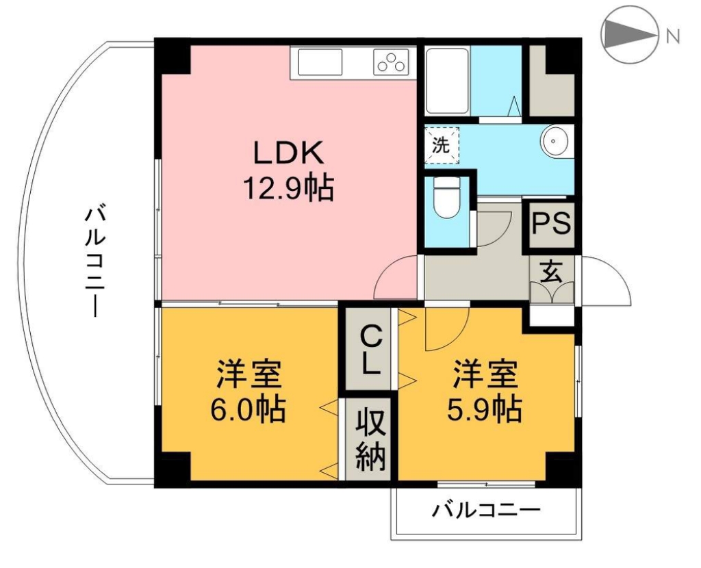 素心館 401号室 間取り