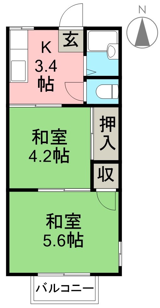 コーポ南瀬戸 202号室 間取り