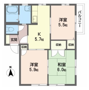 グローバルフォレスト 202号室 間取り