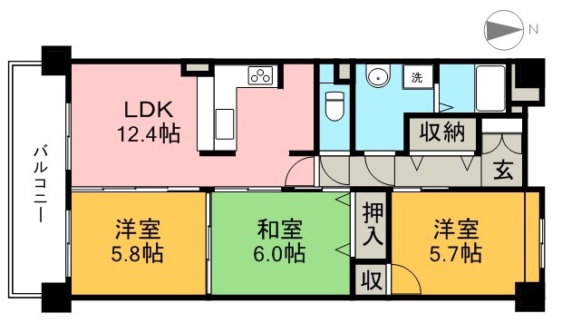 パールリバー 403号室 間取り