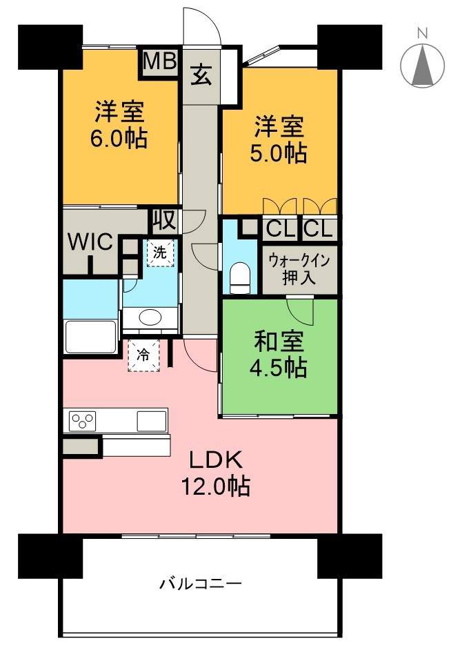 クレアホームズ大川筋 1003号室 間取り