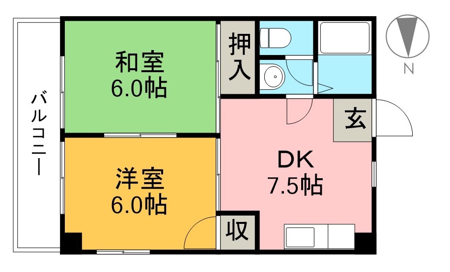 センターハウスはりまや 201号室 間取り