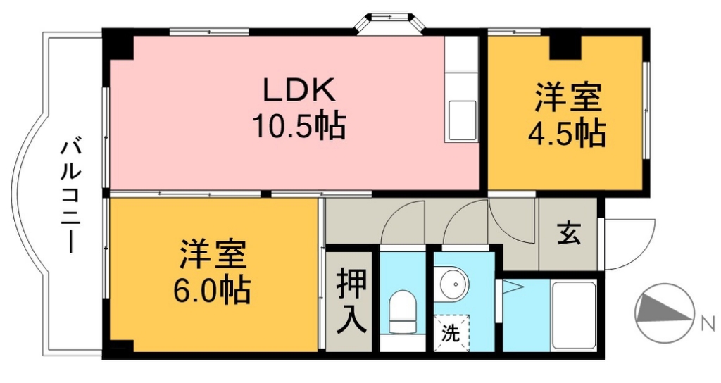ハイツ　ハピィバリーⅡ　Ａ棟 401号室 間取り