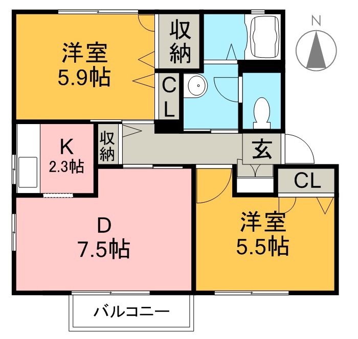 シャーメゾン・フレール　Ａ棟 201号室 間取り