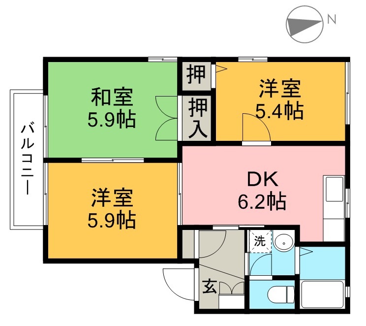 エスポワール　Ｅ棟 201号室 間取り