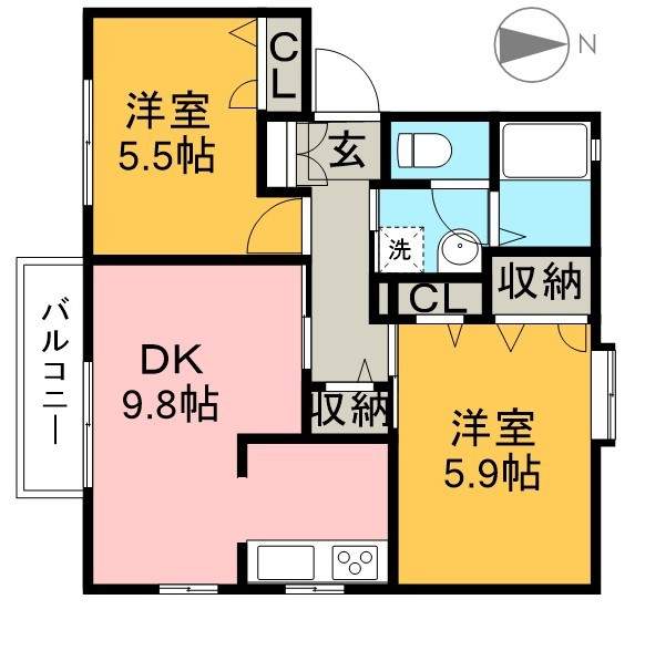 シャーメゾン・フレール　Ａ棟 202号室 間取り
