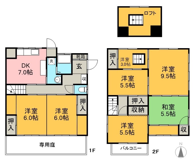 中水道貸家（７ＤＫ） 間取り