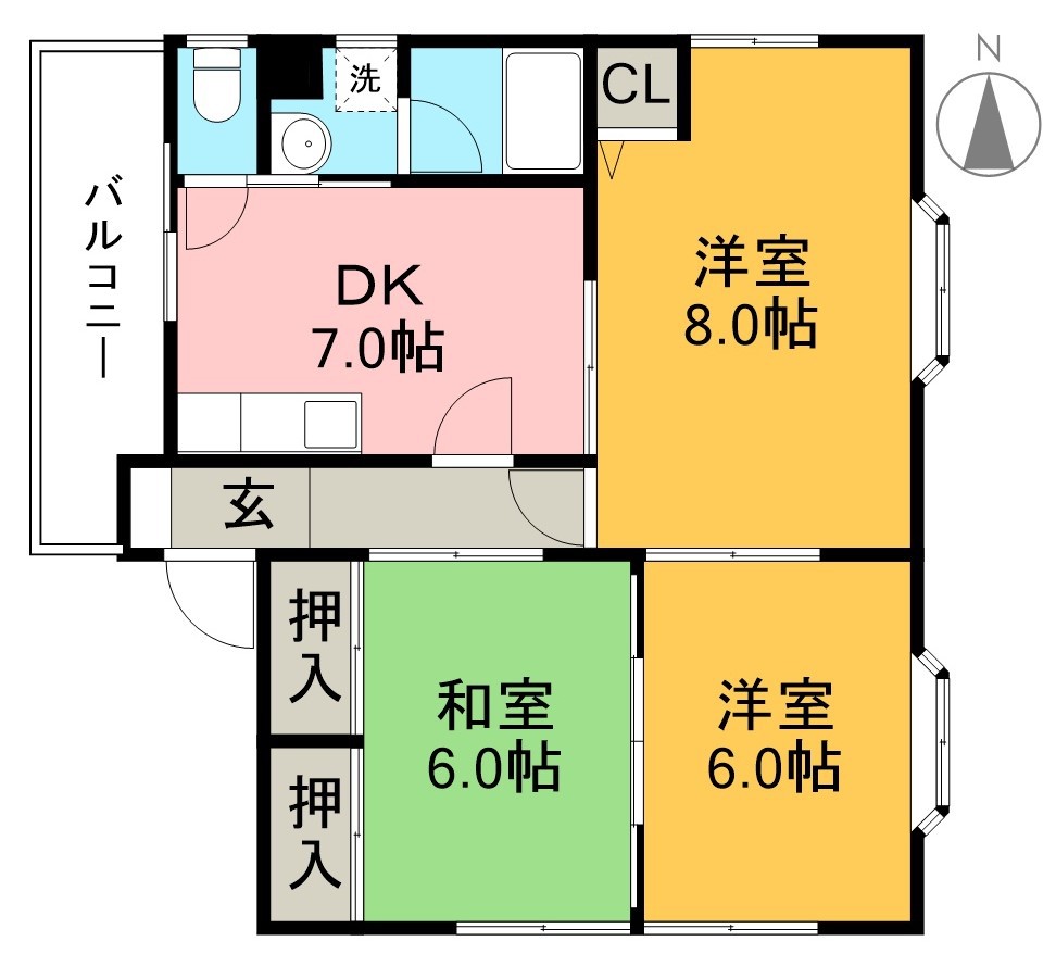 フォンテーヌ（塩田町） 2F号室 間取り