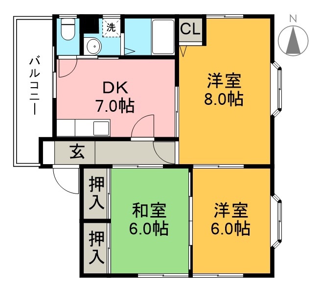 フォンテーヌ（塩田町） 2F号室 間取り