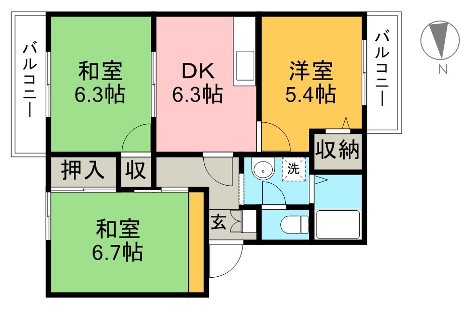 幸ハウス　Ｃ棟 203号室 間取り