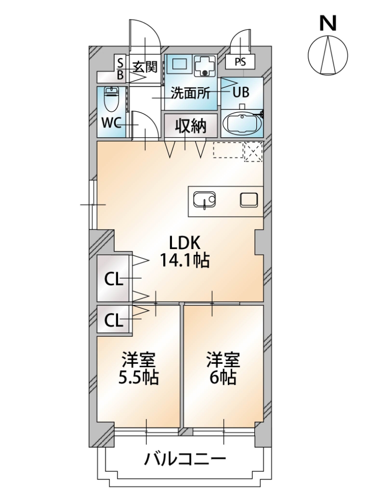 ローズビル上町 303号室 間取り