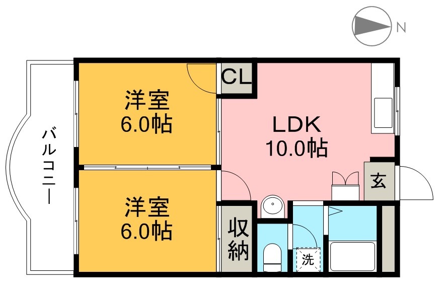ガーデンハイツ永野Ⅱ 206号室 間取り
