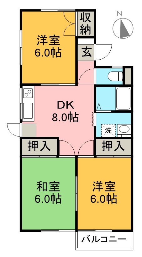 シャトレ旭 202号室 間取り