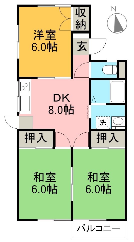 シャトレ旭 202号室 間取り