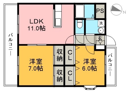 ハイツショウエイ　１番館 112号室 間取り