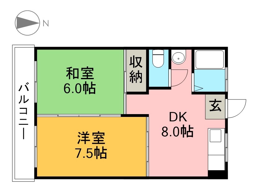 スカイハイツ福井 302号室 間取り