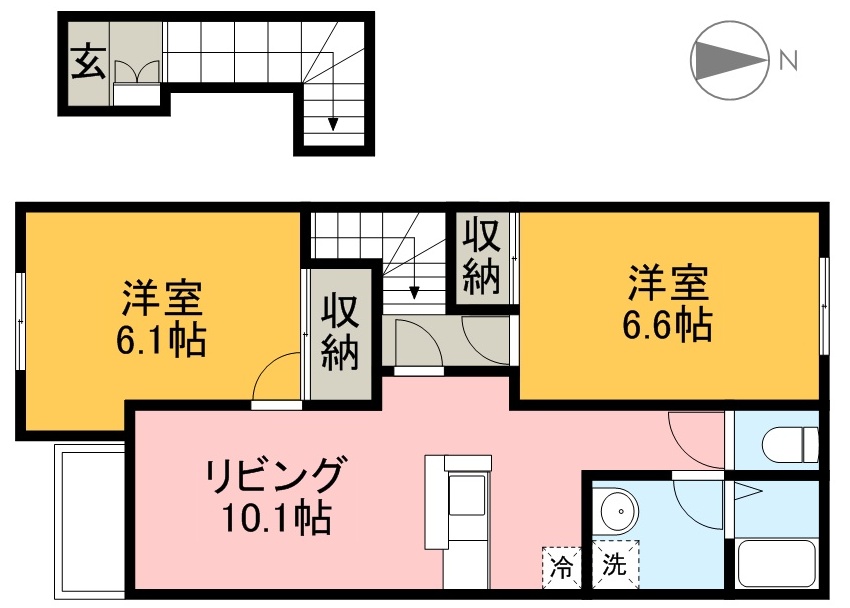 クオーレ 206号室 間取り