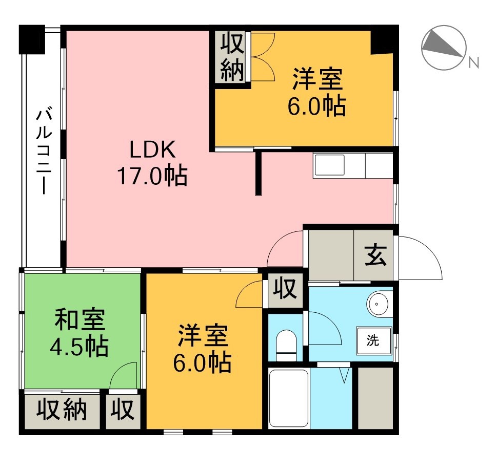 美和ハイツⅢ 307号室 間取り