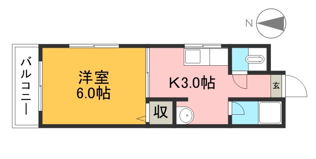 第２登勢 2階東号室 間取り