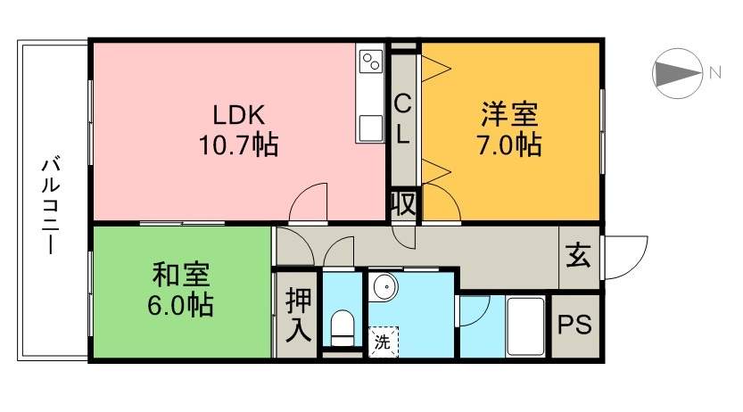 ハイツ鹿持 305号室 間取り