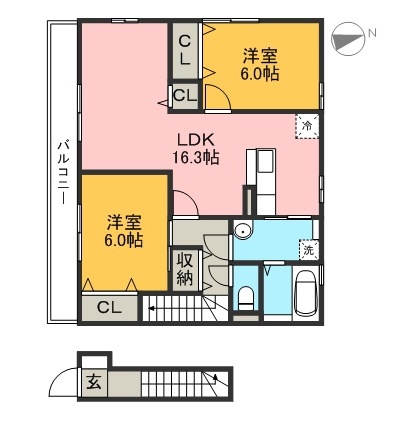 ピースフルⅡ 201号室 間取り