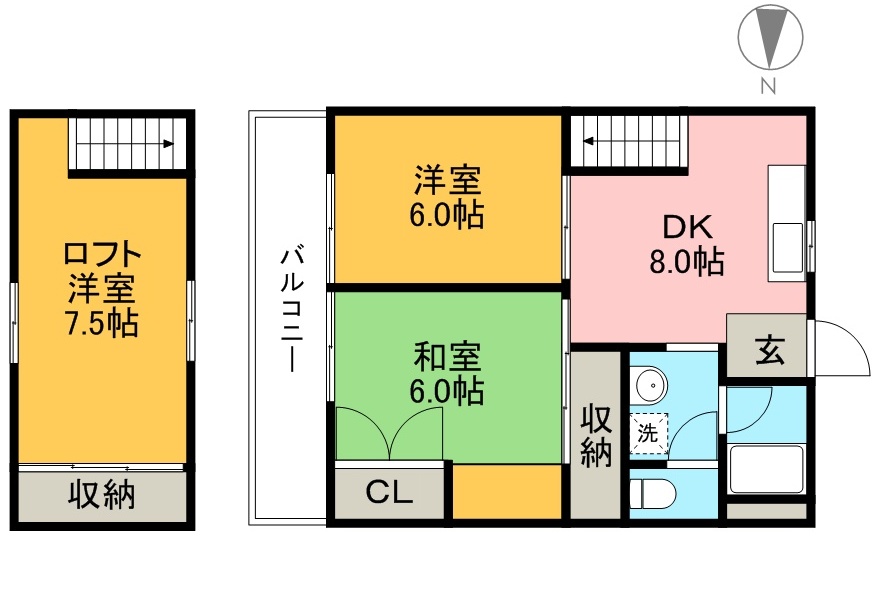 一の宮ハイツ（南棟） 302号室 間取り