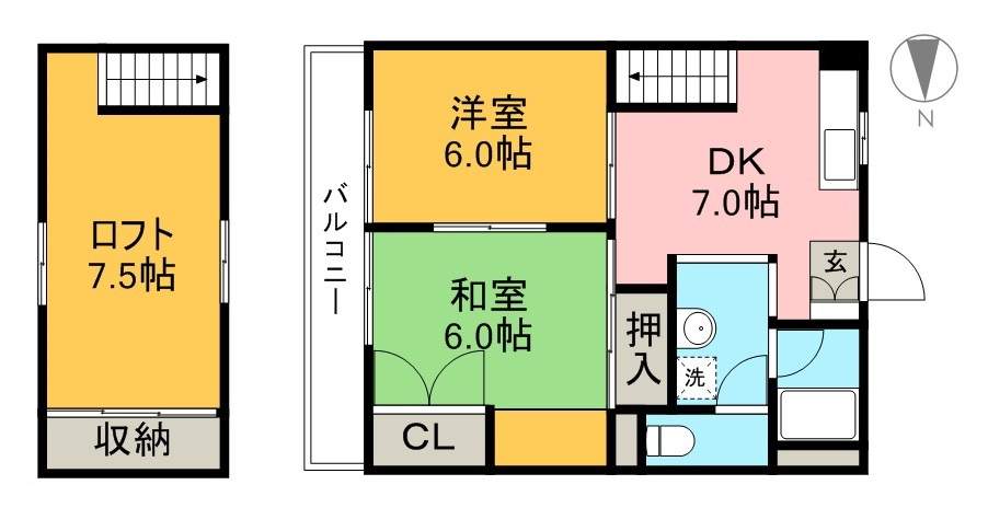 一の宮ハイツ（北棟） 310号室 間取り