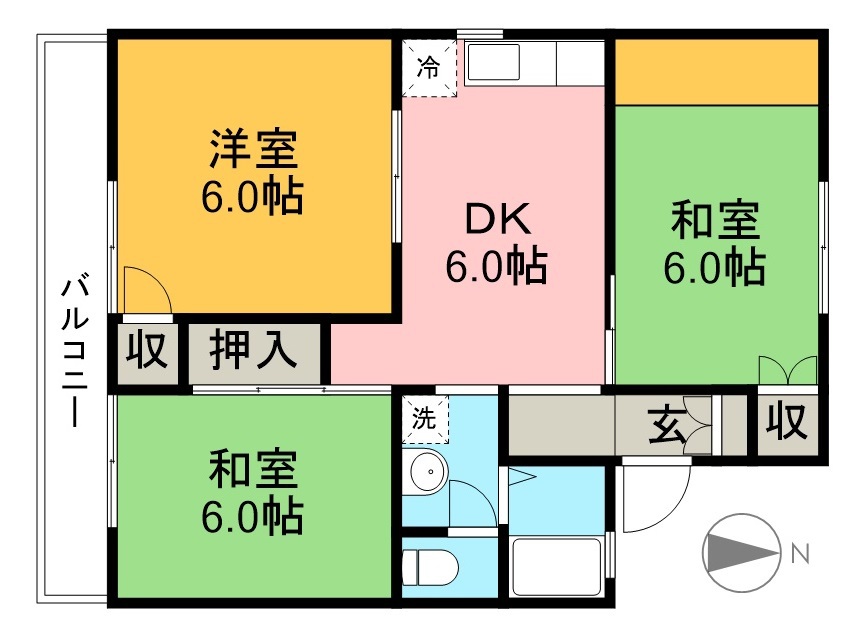 セジュール広見 202号室 間取り