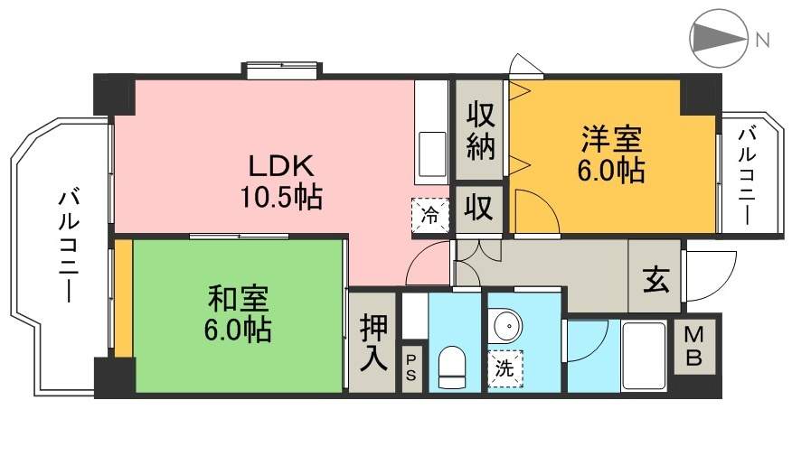 コーポ朝日Ⅴ 406号室 間取り
