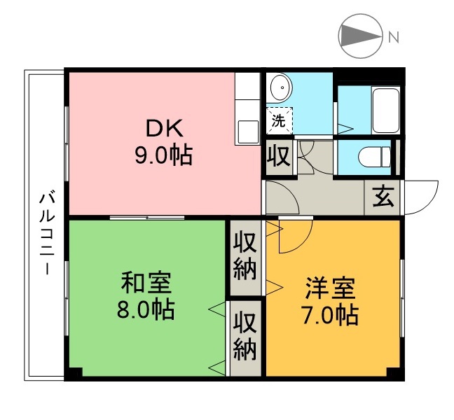 斗南コーポ 302号室 間取り