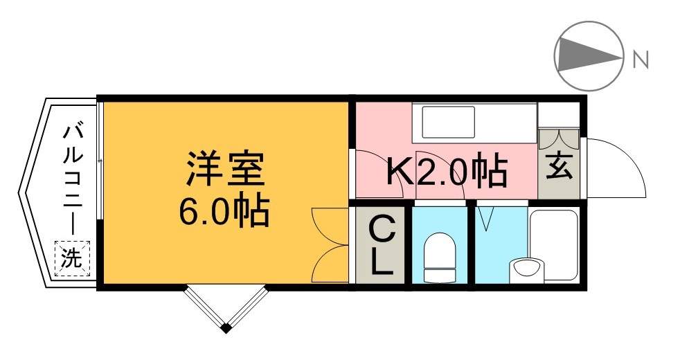 スカイプラザ新田 201号室 間取り