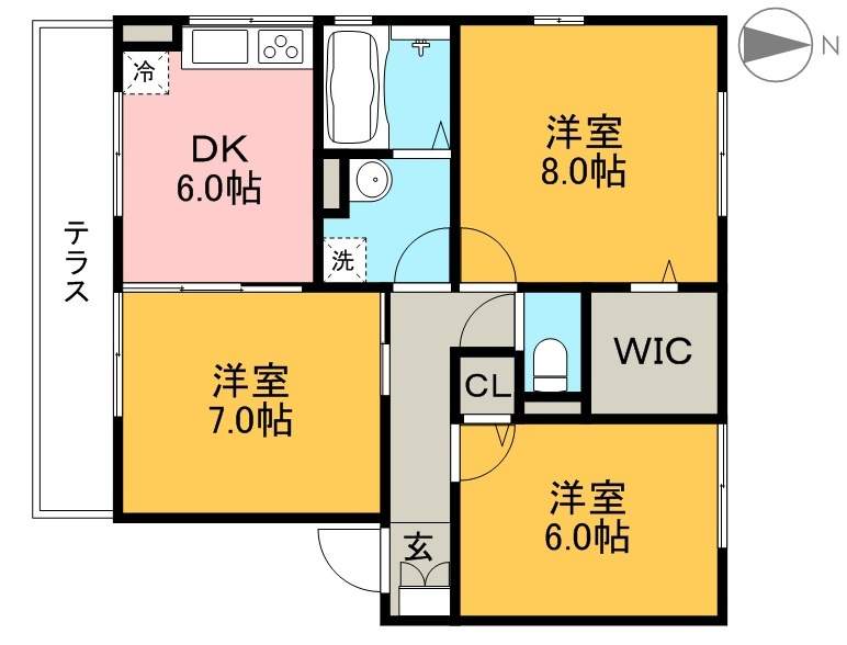 リビングタウン万々　Ｅ棟 101号室 間取り