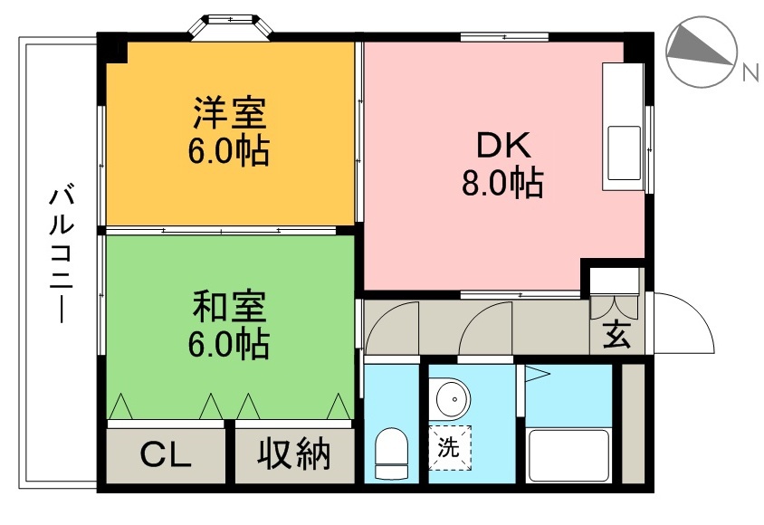 あざみのスクエア 202号室 高知市薊野中町[マンション 2階 2DK