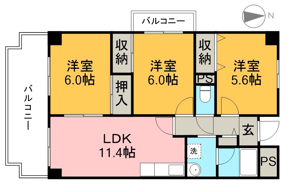 ハイツサンラック 601号室 間取り