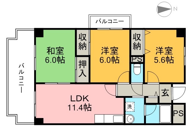 ハイツサンラック 601号室 間取り
