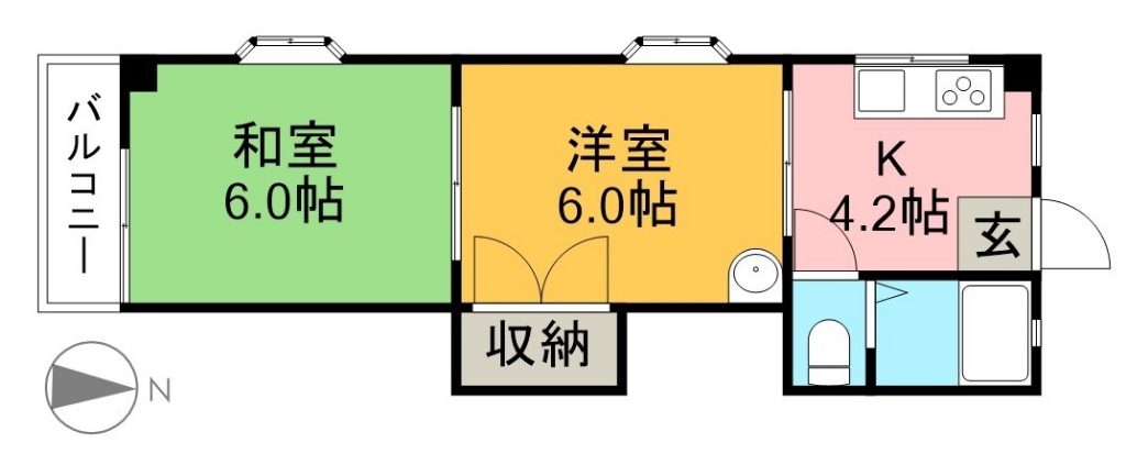 エクセルつかさ 201号室 間取り