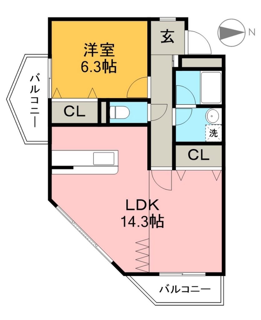 Ｓａｎｃｔｕａｒｙ 203号室 間取り