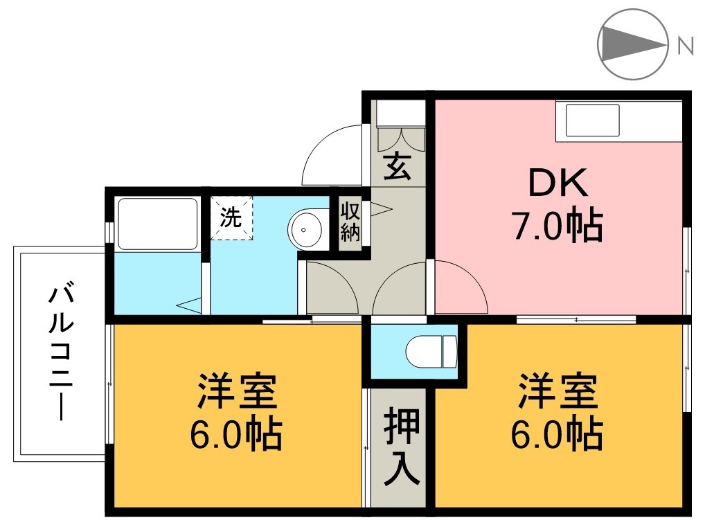 エステート六泉寺　Ａ棟 102号室 間取り