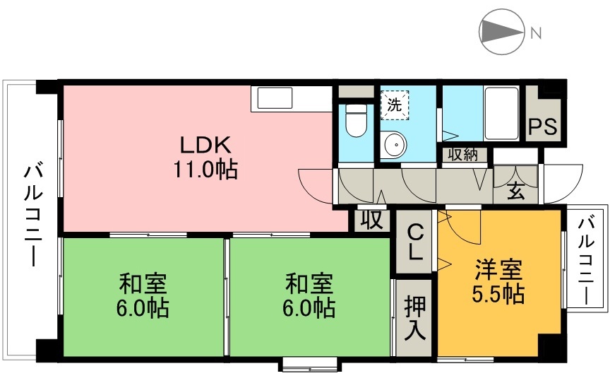 クレスト廿代 902号室 間取り