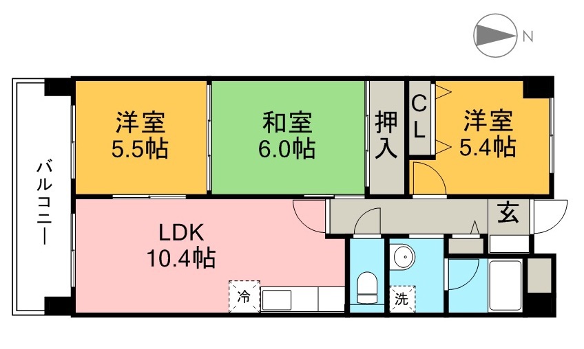 サンスカイハイツ 302号室 間取り