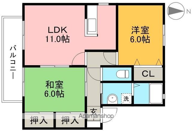 フローラ四月田　Ａ棟 201号室 間取り