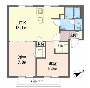 東代ハイツ　Ｂ棟 202号室 間取り