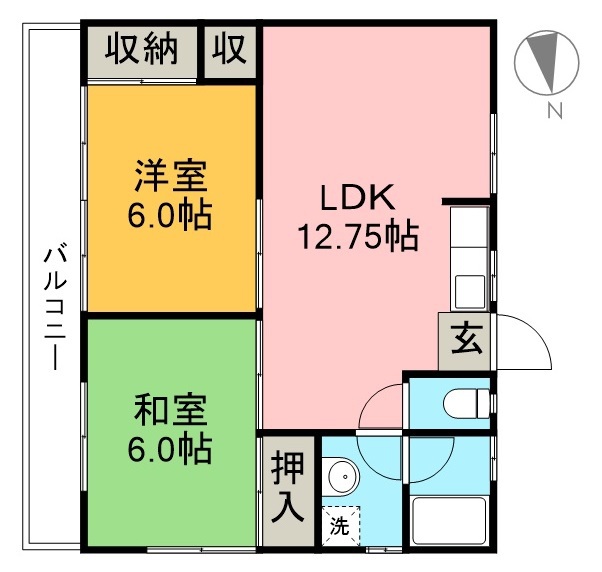 ハイツ野村 102号室 間取り