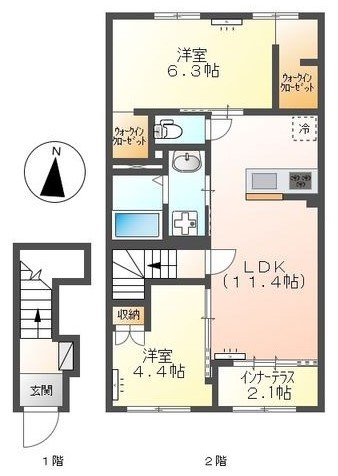 （仮）福井東町アパートⅠ 202号室 間取り