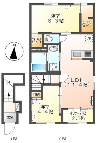（仮）福井東町アパートⅡ 205号室 間取り