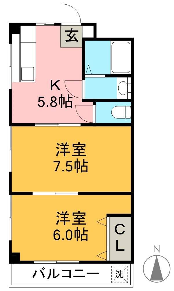 ＳＩＮＡＪＹＵＲＩＭＥ・ＧＲＥＥＮ 西207号室 間取り